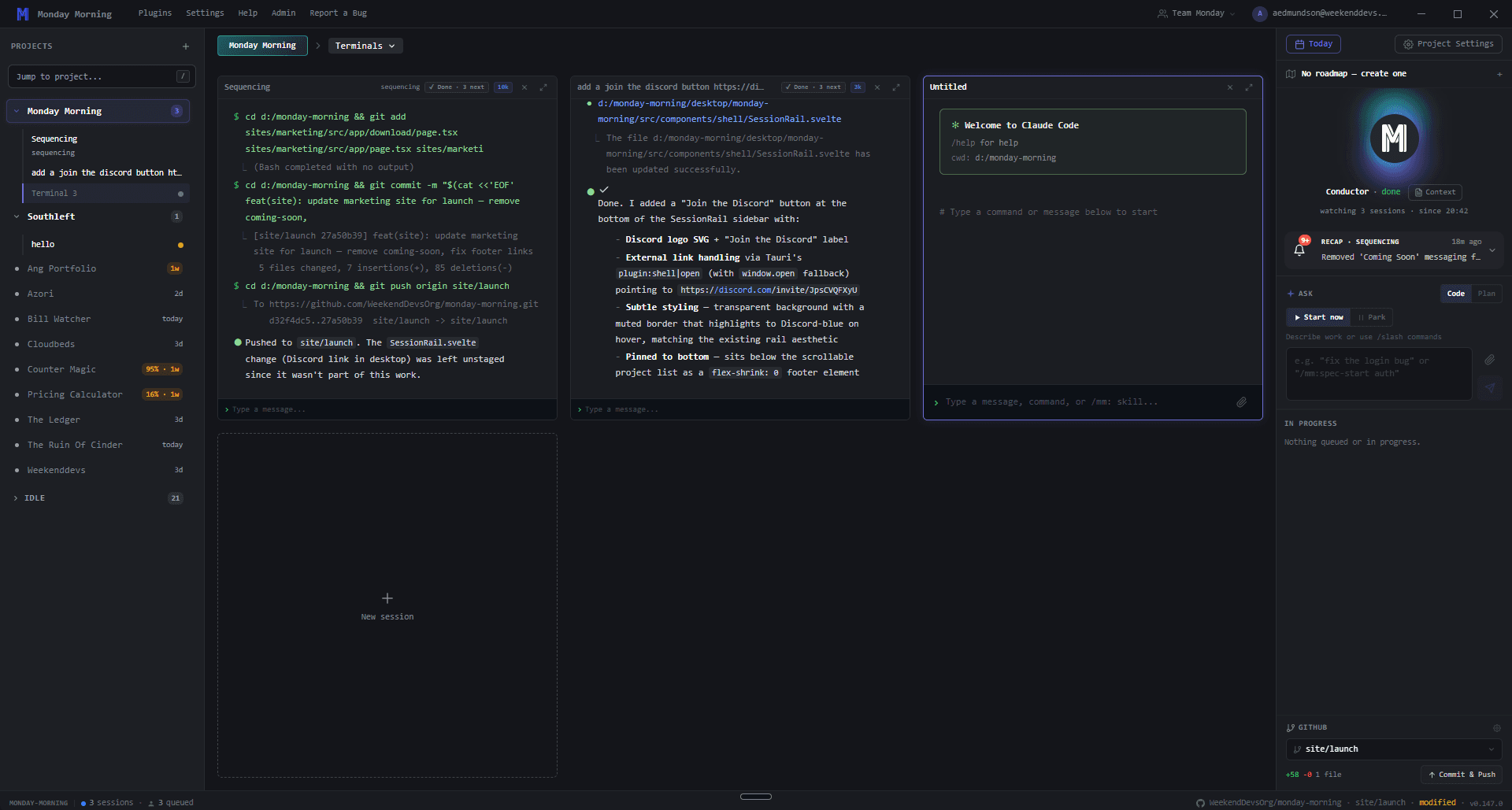 Monday Morning desktop app screenshot